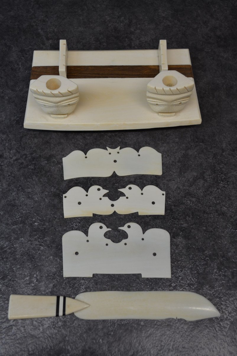 African Letter Holder In Ivory And Ebony-photo-6