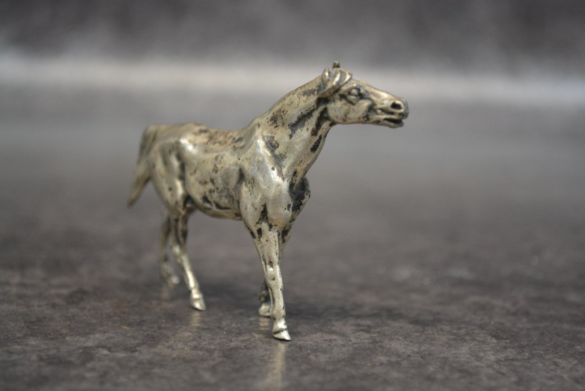 Horse Figurine In Sterling Silver Goldsmith Morand Poincon Minerva-photo-4