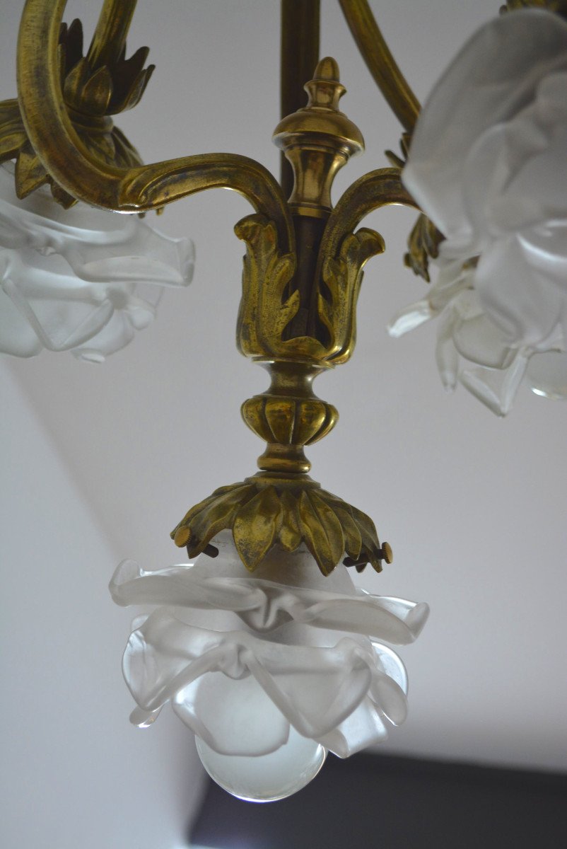 Art Nouveau Bronze Chandelier-photo-1