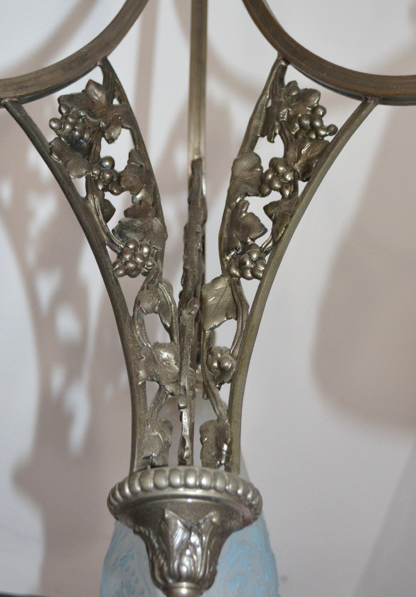 Art Deco Muller Frer Chandelier In Silver Bronze-photo-3