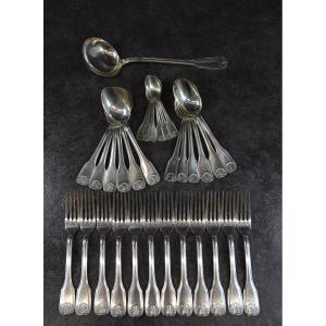 Frionnet Francois Cutlery Set In Silver Metal Shell Model