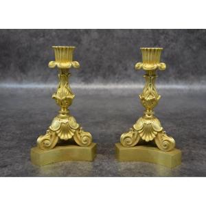 Pair Of XIXth Bronze Candlestick