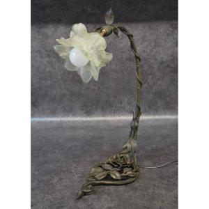  Art Nouveau Wrought Iron Lamp