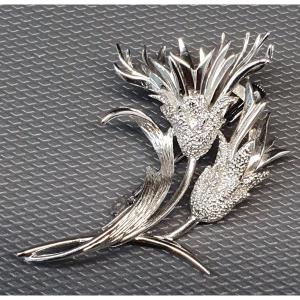 Broche Chardon En Argent Massif