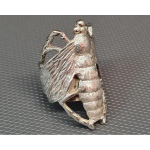 bague art nouveau insecte en argent