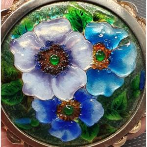 Limoges Enamel Brooch On Copper, Bétourné
