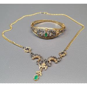 925 Silver Vermeil Bracelet And Necklace Set