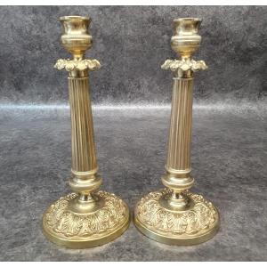 Pair Of Bronze Candlesticks