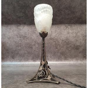 lampe art nouveau en fer forgé feuille de ginkgo