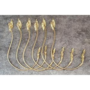 ensemble de 6 embrasses à rideaux en bronze doré