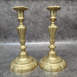Paire De Bougeoir Bronze Louis XV
