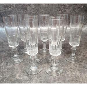 9 19th-century Champagne Flutes
