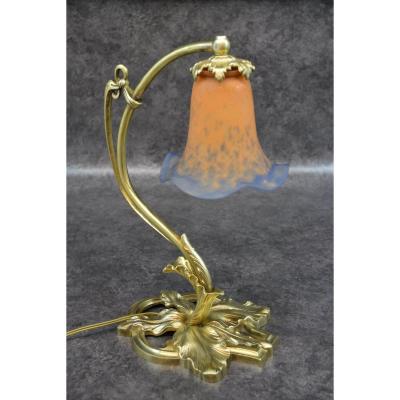 Desk Lamp In Bronze Auguste Delafontaine Signed Ad And Muller Luneville