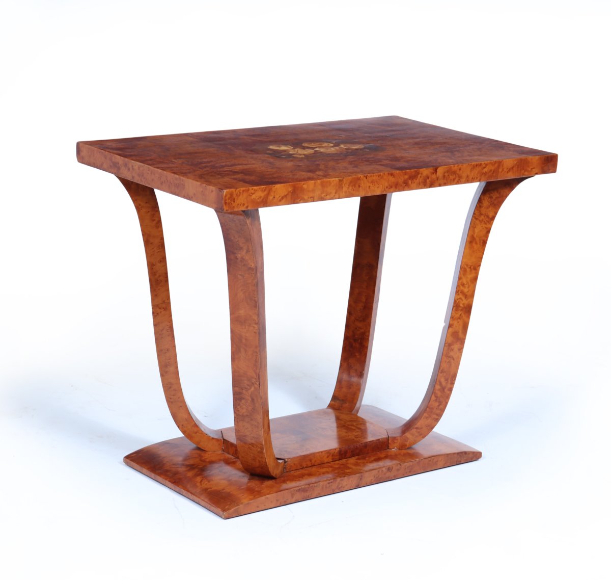 French Art Deco Coffee Table In Yew Burl-photo-3