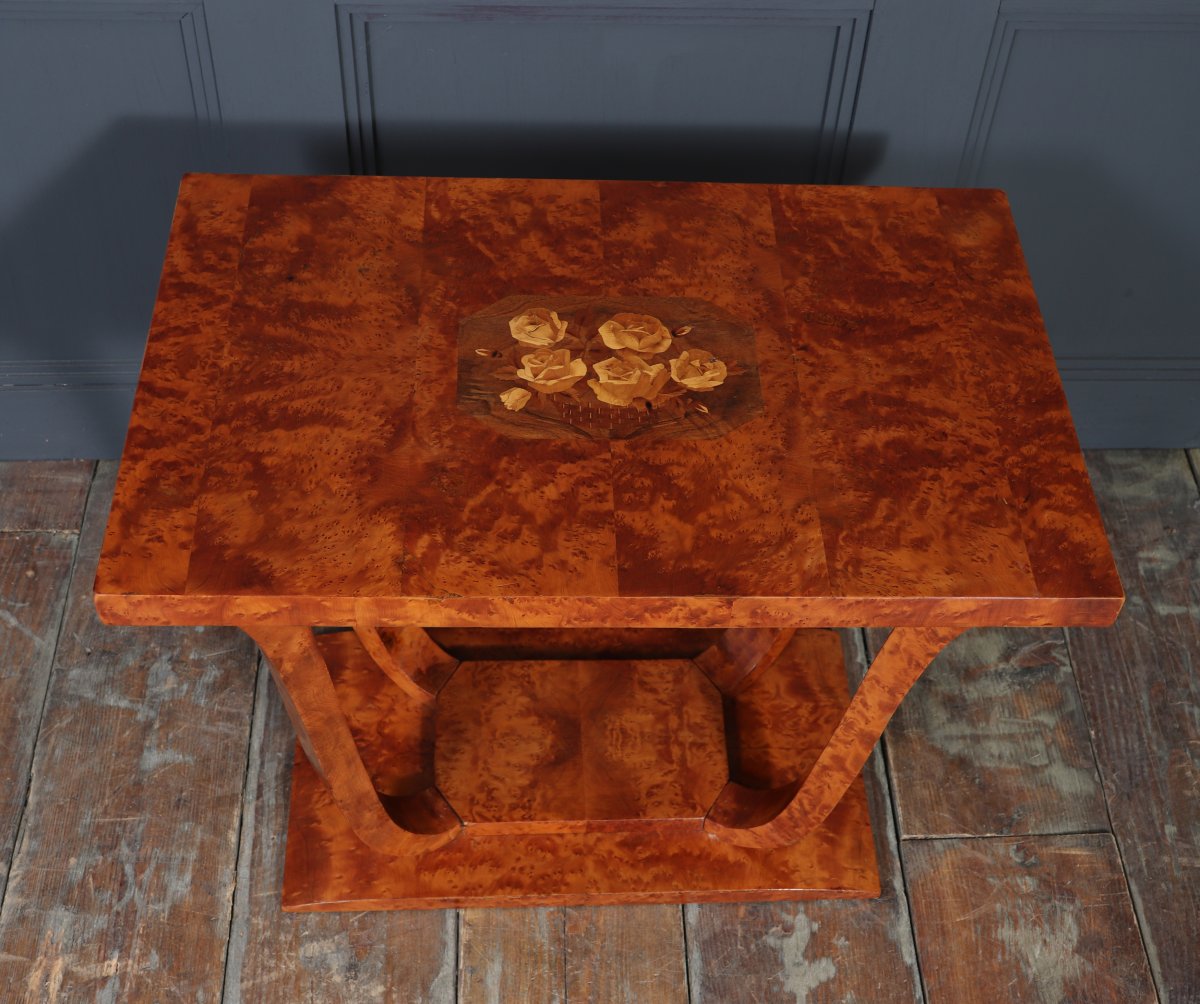 French Art Deco Coffee Table In Yew Burl-photo-4