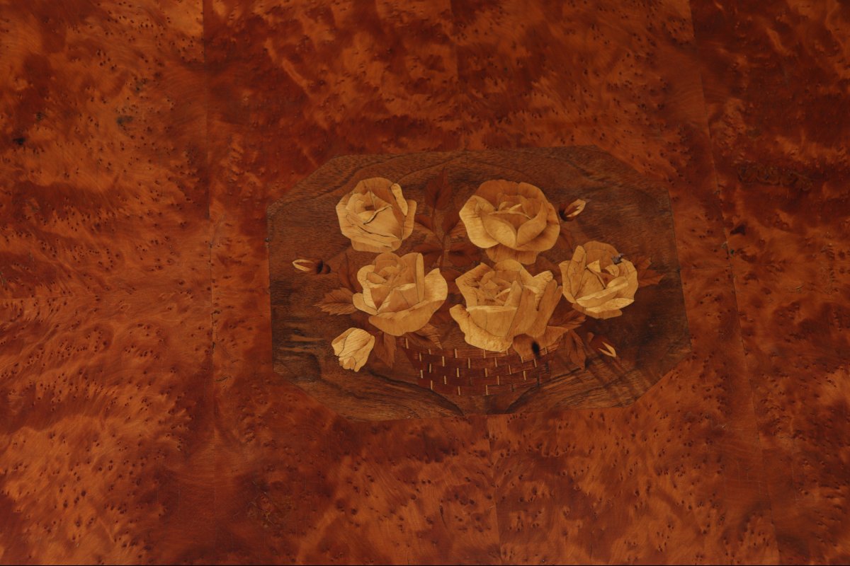French Art Deco Coffee Table In Yew Burl-photo-1