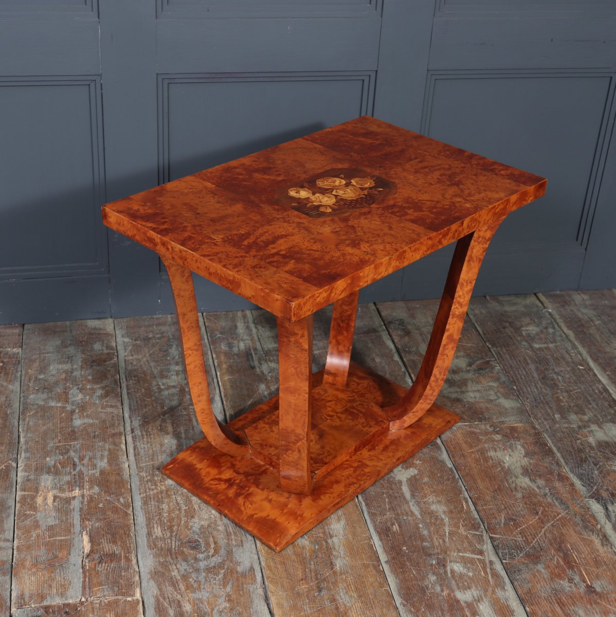 French Art Deco Coffee Table In Yew Burl-photo-2