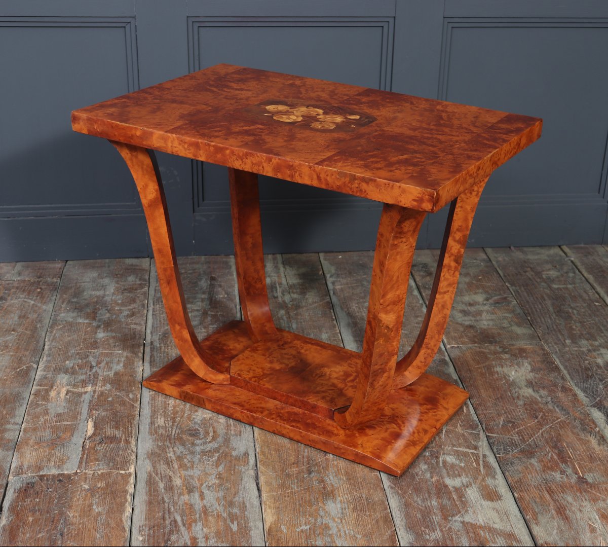 French Art Deco Coffee Table In Yew Burl-photo-4