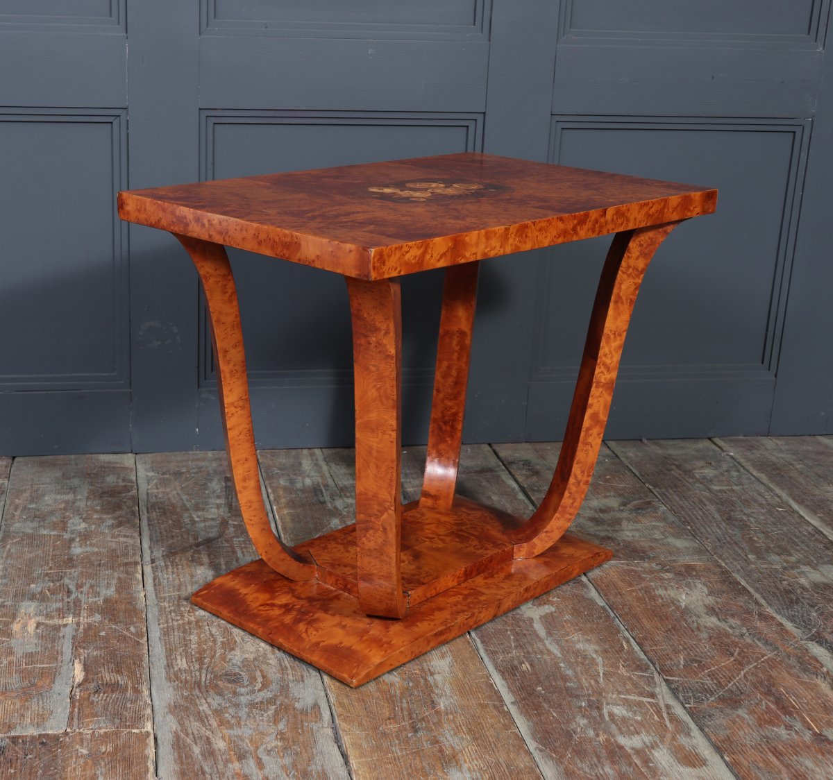 French Art Deco Coffee Table In Yew Burl-photo-7