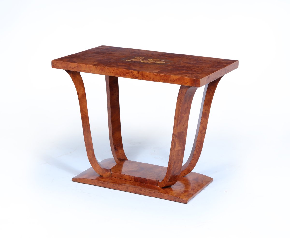 French Art Deco Coffee Table In Yew Burl