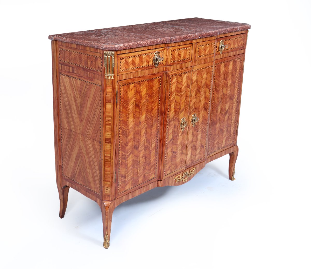 Cabinet en marqueterie de tulipier de style Louis XVI, fin du XVIIIe siècle-photo-4