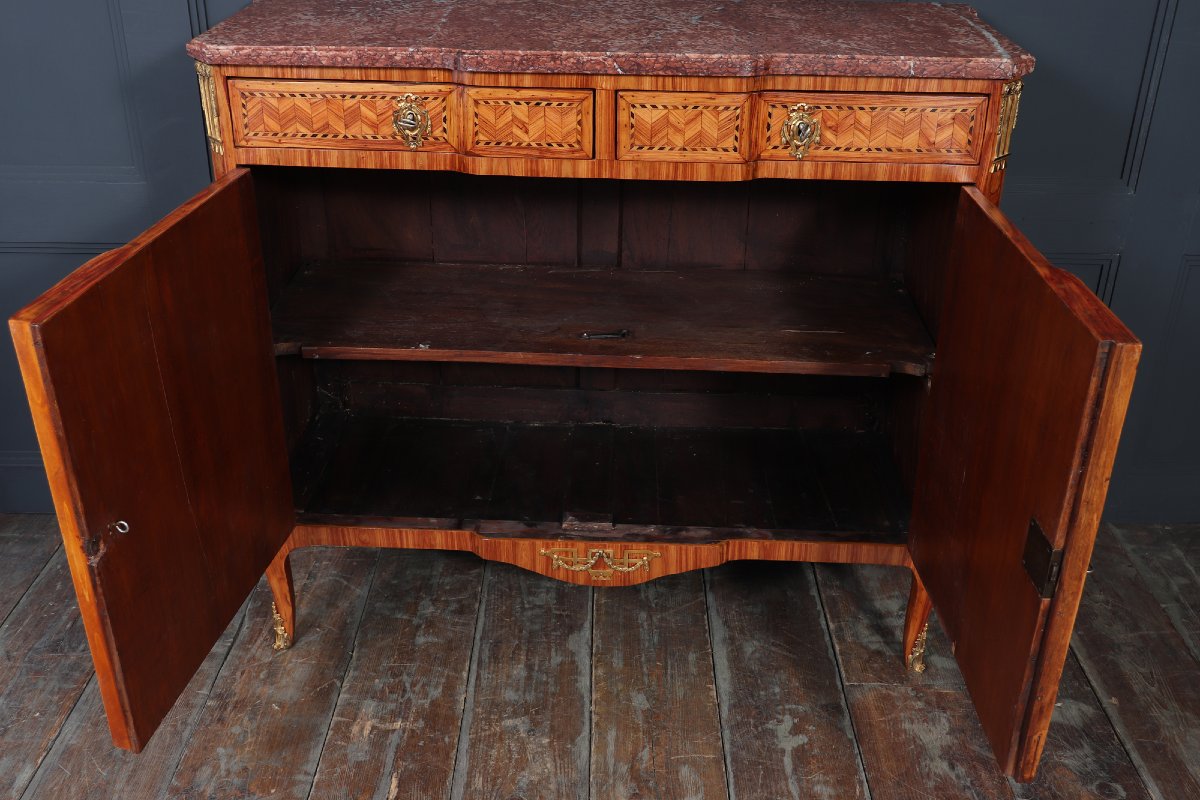 Cabinet en marqueterie de tulipier de style Louis XVI, fin du XVIIIe siècle-photo-7