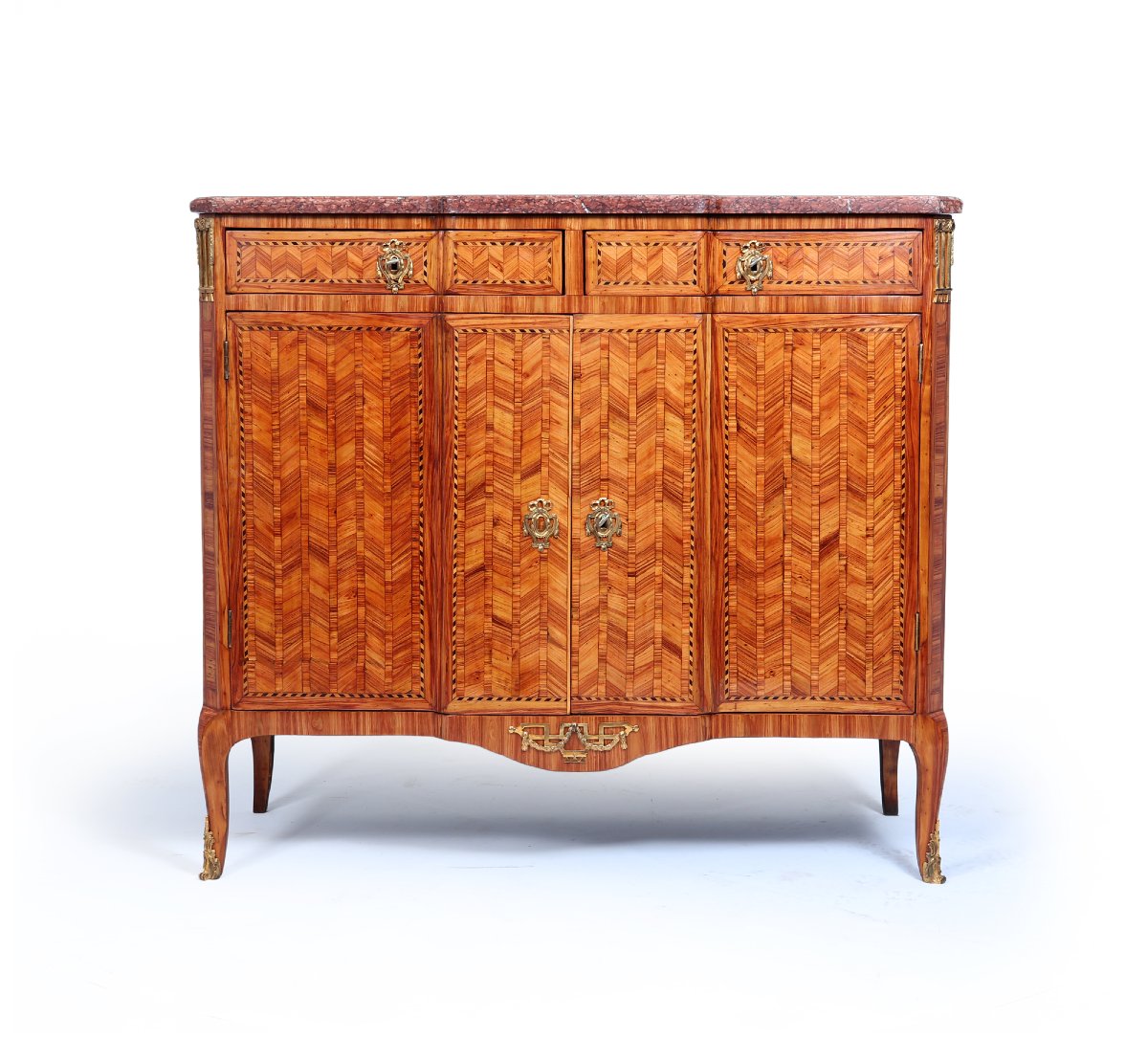 Cabinet en marqueterie de tulipier de style Louis XVI, fin du XVIIIe siècle