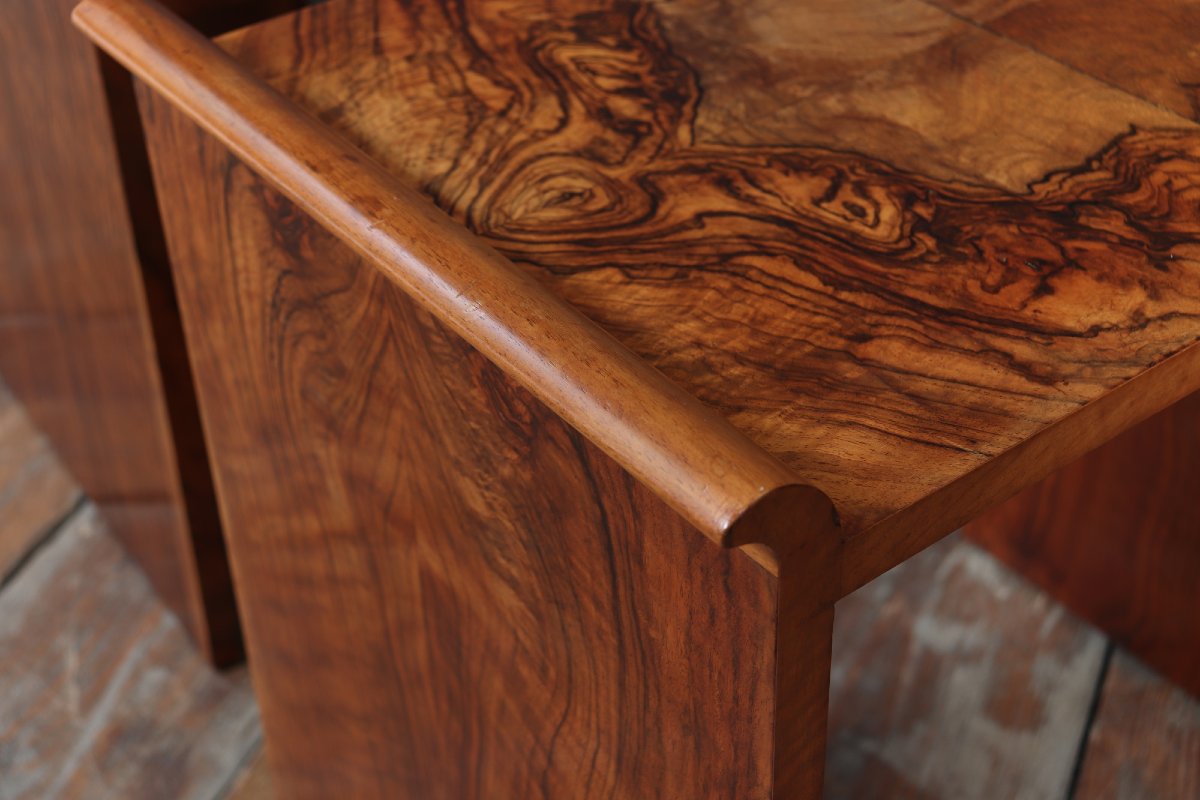 Set Of English Walnut Art Deco Nesting Tables, Circa 1930-photo-2