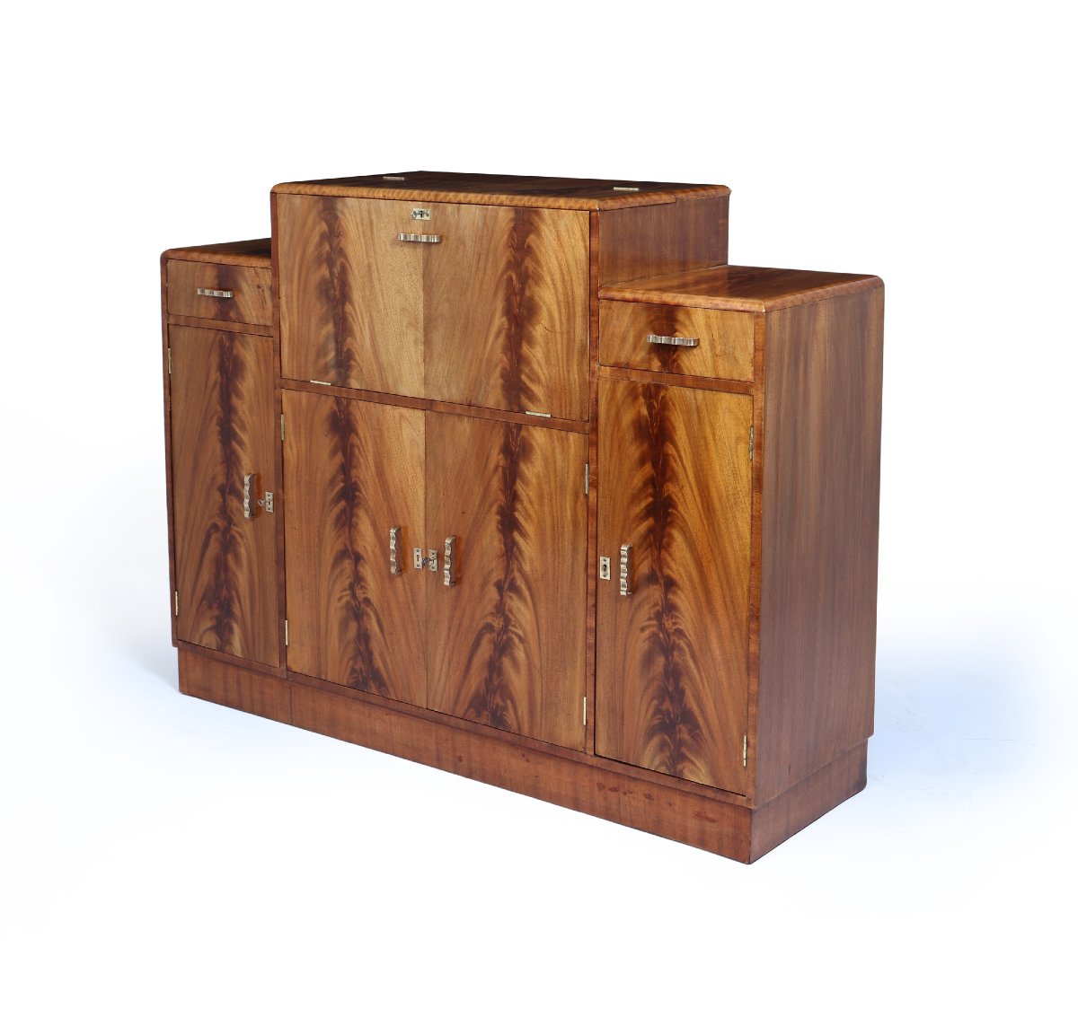 English Art Deco Cocktail Buffet In Walnut, Circa 1930-photo-2