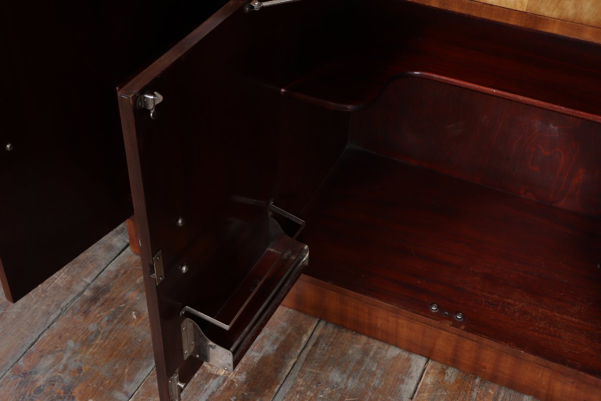 English Art Deco Cocktail Buffet In Walnut, Circa 1930-photo-6
