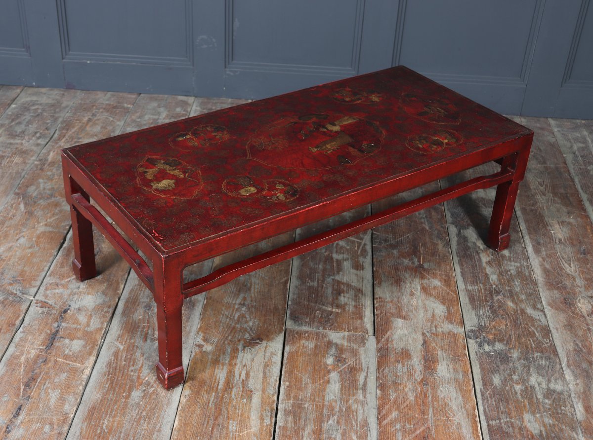 Chinese Coffee Table In Red Lacquer, Circa 1920-photo-4