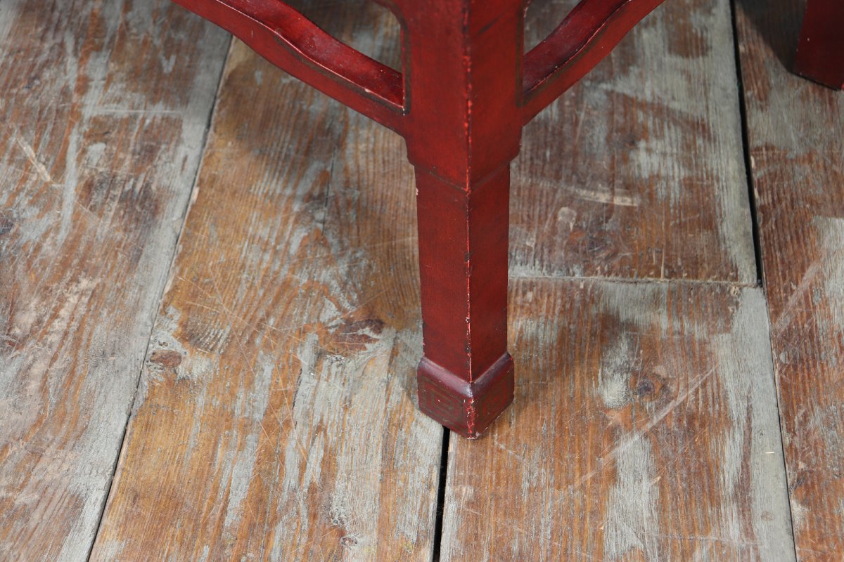 Chinese Coffee Table In Red Lacquer, Circa 1920-photo-5