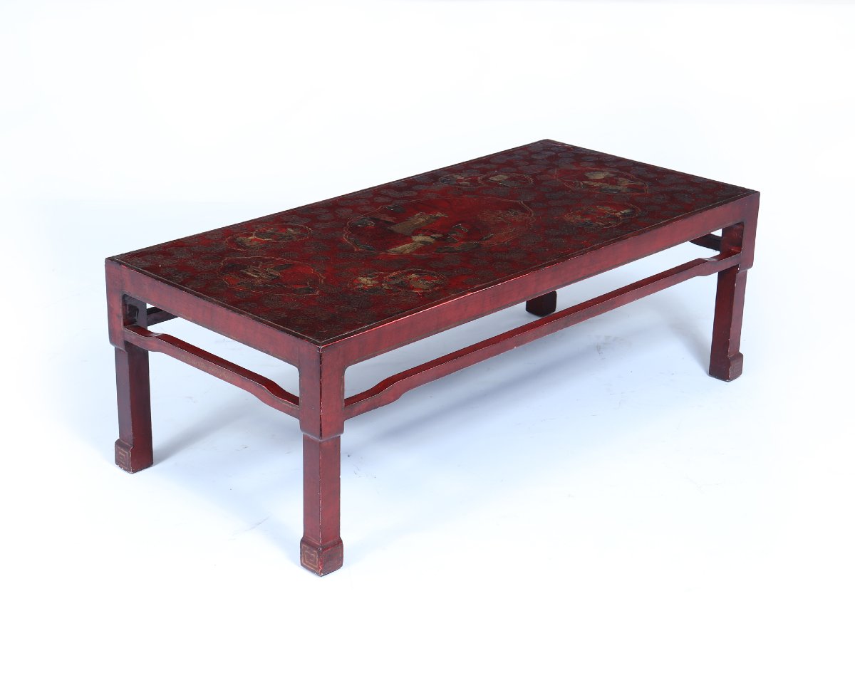 Chinese Coffee Table In Red Lacquer, Circa 1920