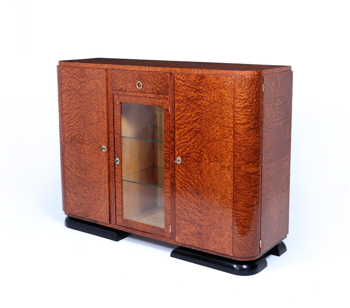 French Art Deco Burr Thuya Display Sideboard-photo-2