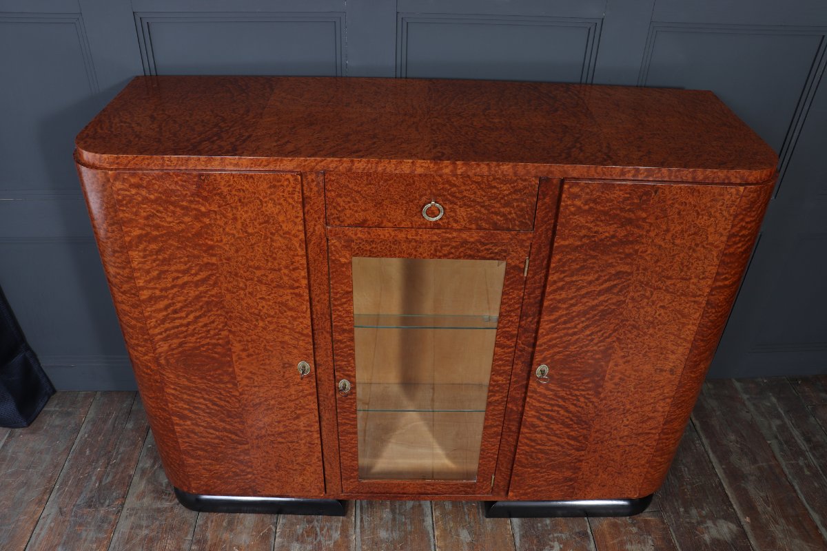French Art Deco Burr Thuya Display Sideboard-photo-1