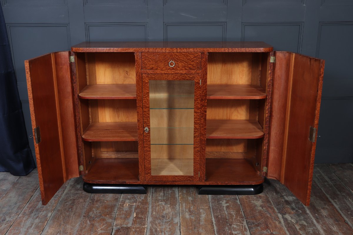 French Art Deco Burr Thuya Display Sideboard-photo-5