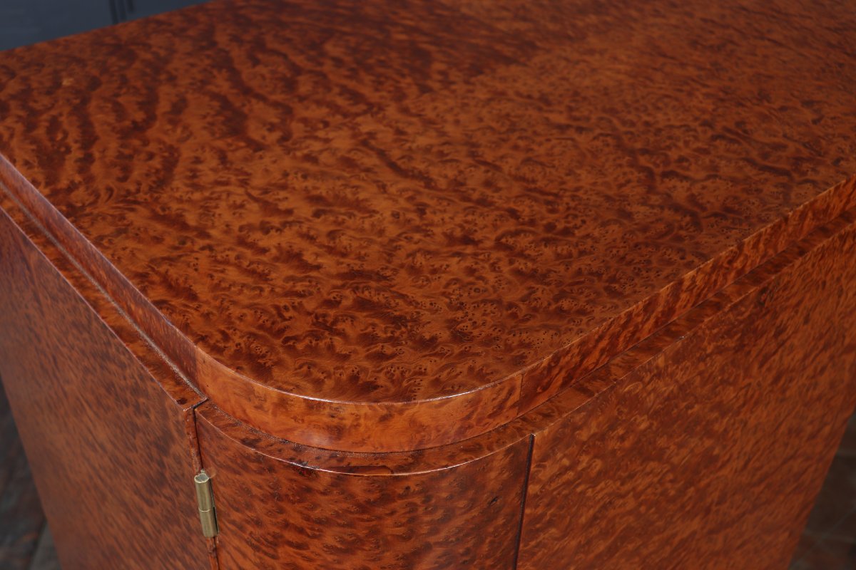 French Art Deco Burr Thuya Display Sideboard-photo-8