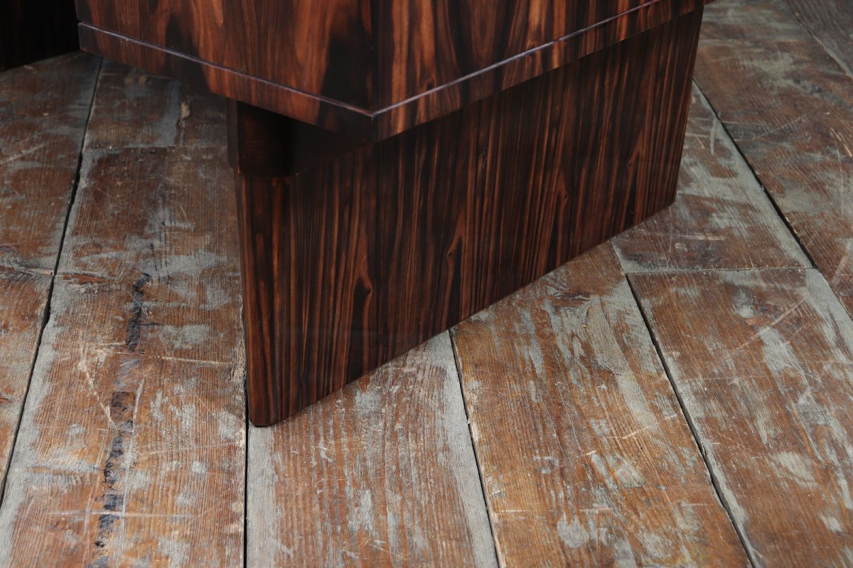 Italian Art Deco Desk In Macassar Ebony With Leather Top, Circa 1950-photo-6