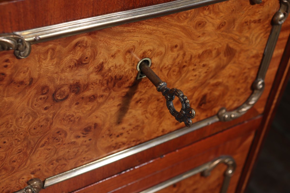 Fine French Burr Walnut Pedestal Desk With Gilt Bronze Ormolu Mounts C1880-photo-4