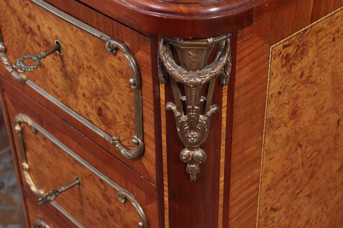 Fine French Burr Walnut Pedestal Desk With Gilt Bronze Ormolu Mounts C1880-photo-7
