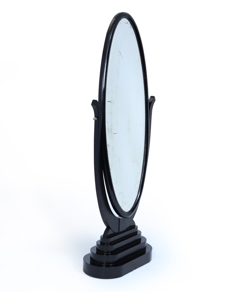 French Art Deco  Mirror With Ebonized Frame-photo-3