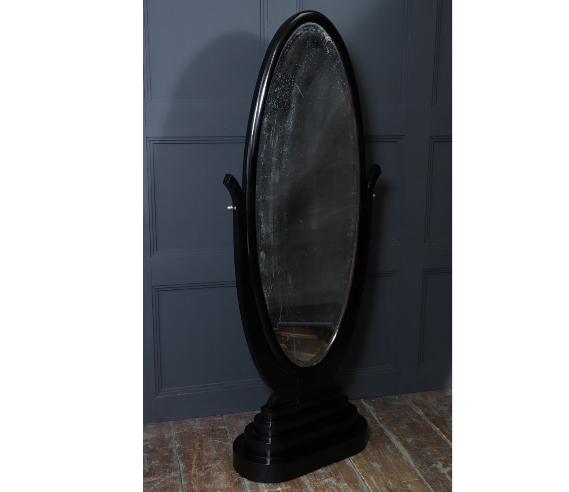 French Art Deco  Mirror With Ebonized Frame-photo-3