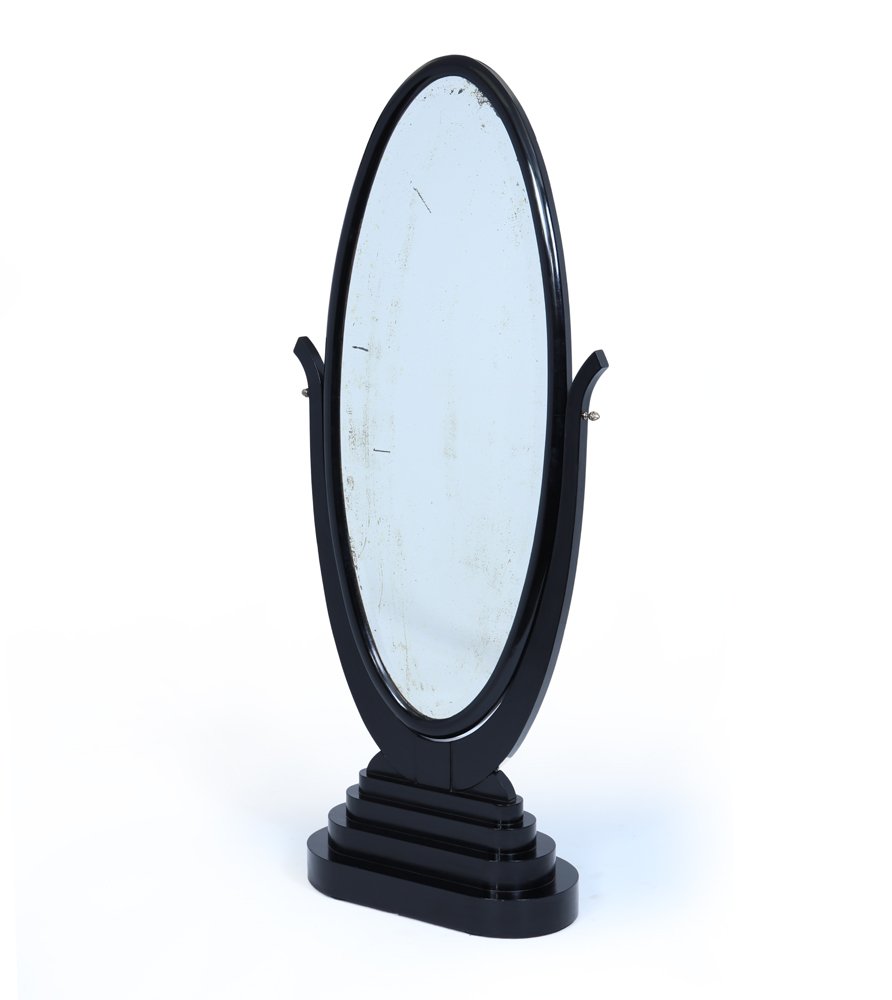 French Art Deco  Mirror With Ebonized Frame
