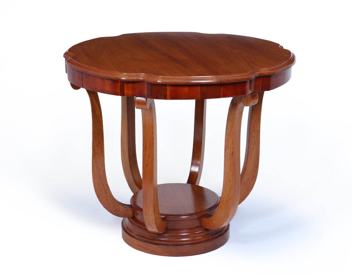 Table basse Art Déco française en acajou massif