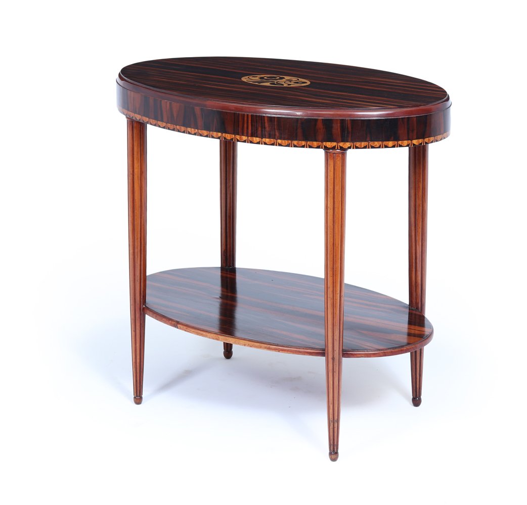 French Art Deco Oval Side Table In Macassar Ebony-photo-2