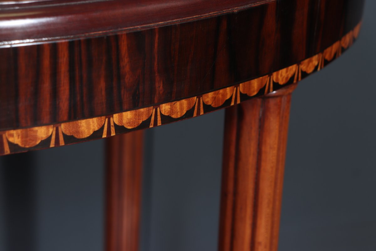 French Art Deco Oval Side Table In Macassar Ebony-photo-3