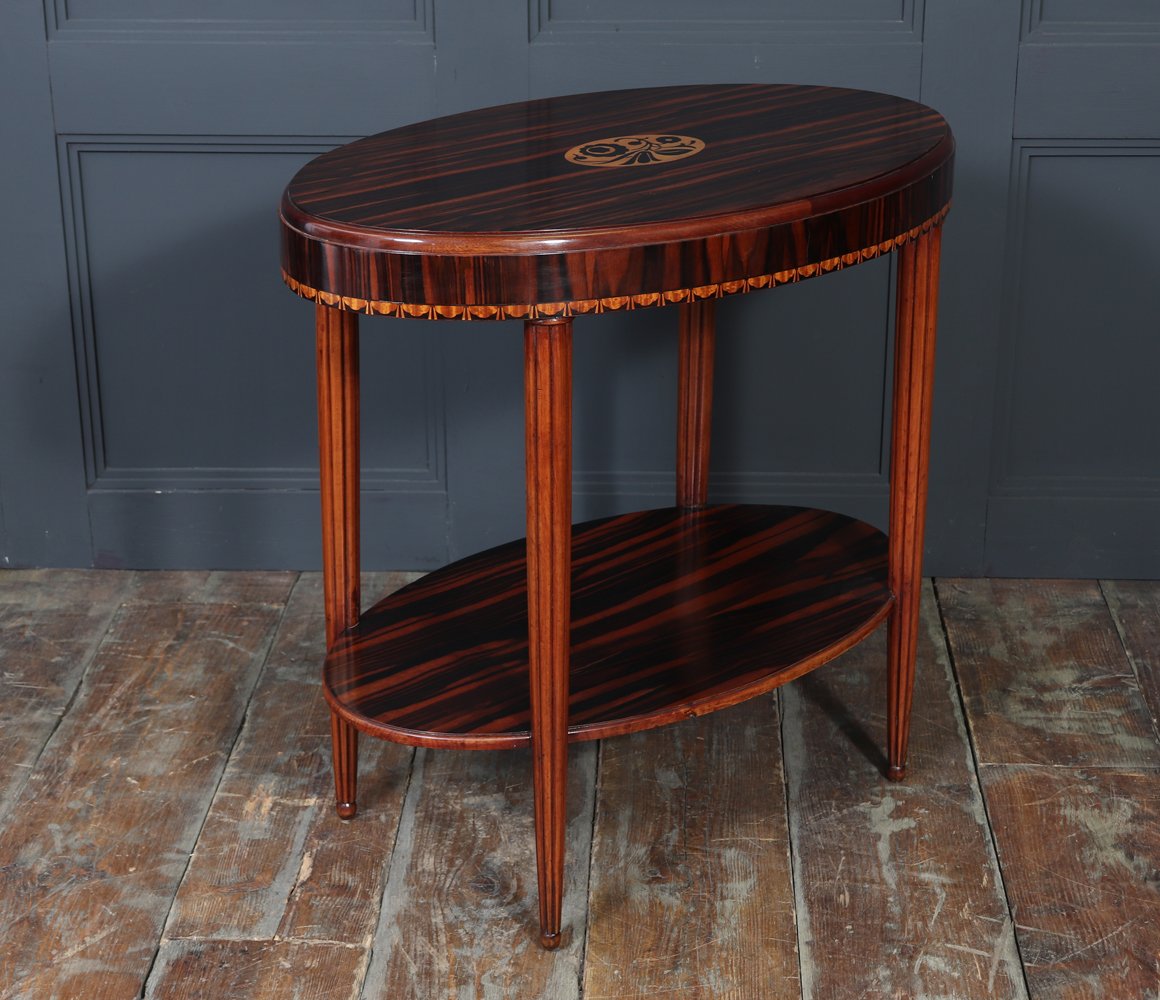 French Art Deco Oval Side Table In Macassar Ebony-photo-4