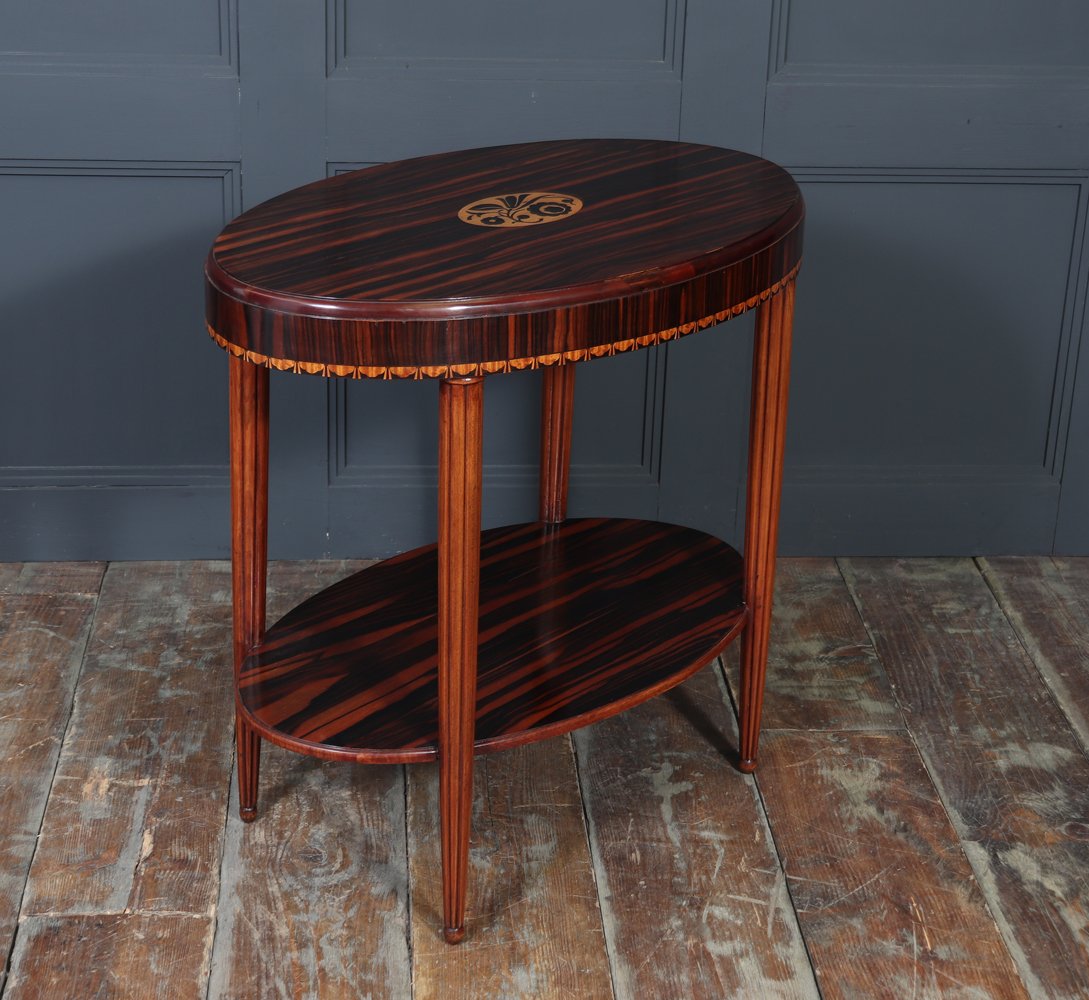 French Art Deco Oval Side Table In Macassar Ebony-photo-8