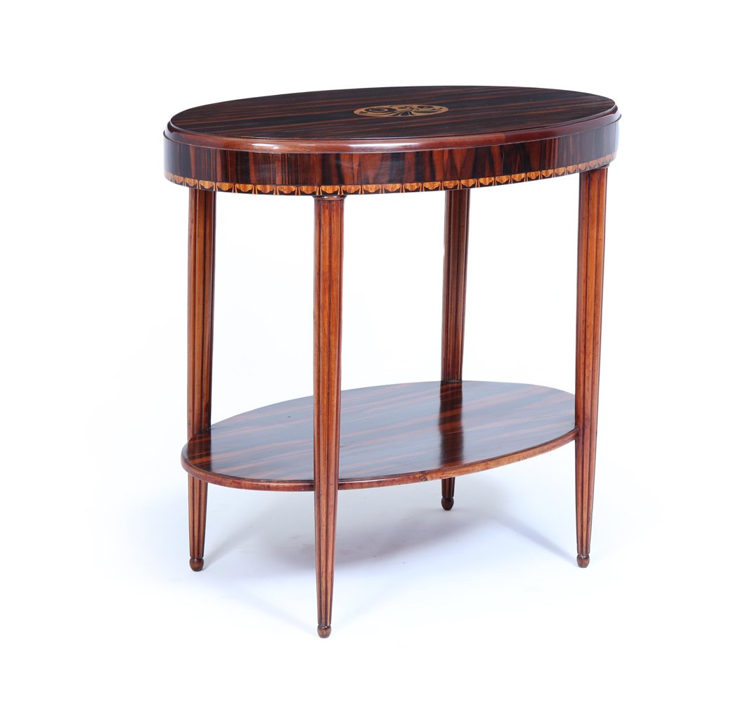 French Art Deco Oval Side Table In Macassar Ebony
