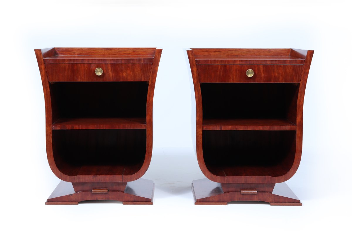 Pair Of French Art Deco Bedside Tables-photo-2